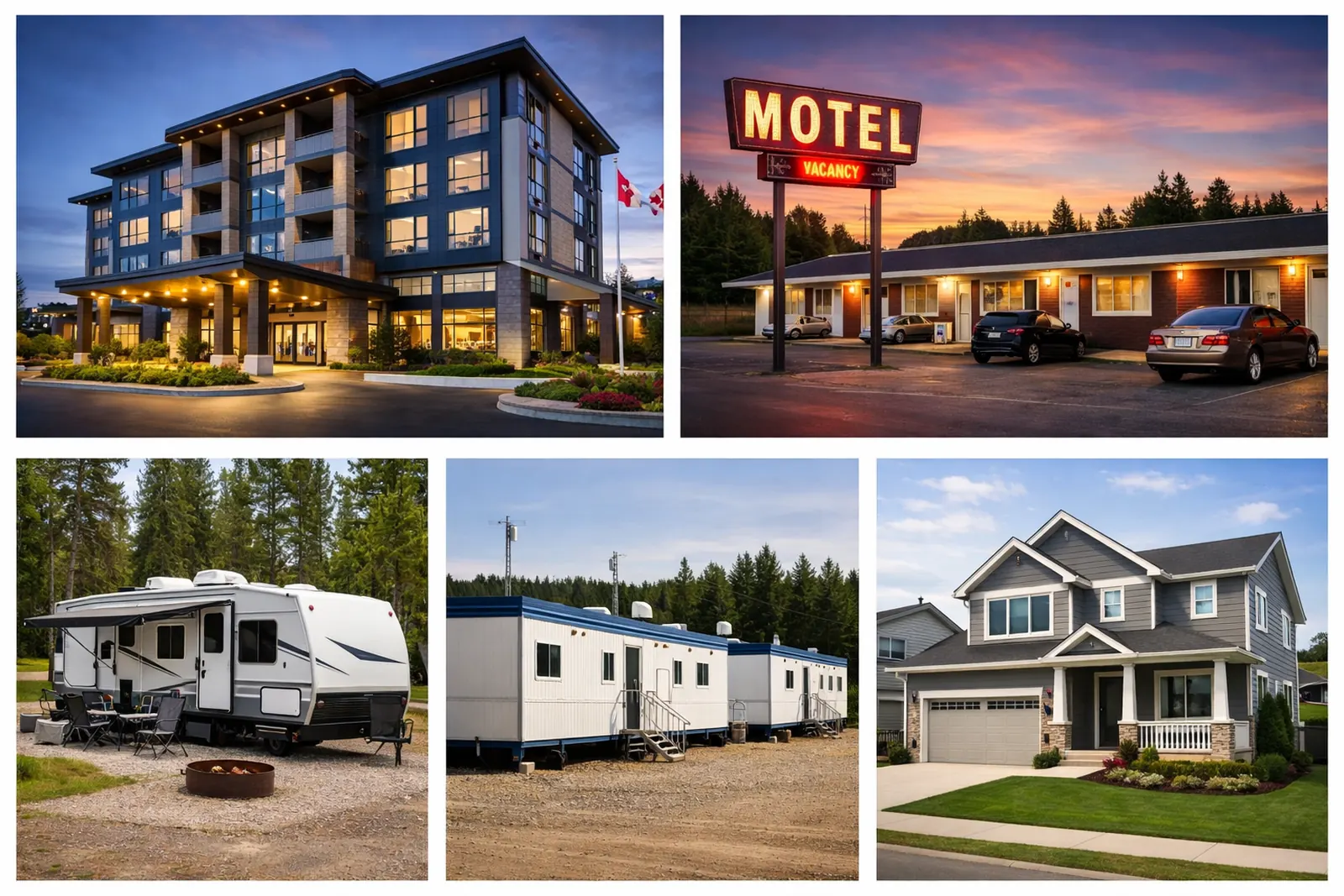 Hotels, motels, trailers, modular units and rental homes used for crew accommodation